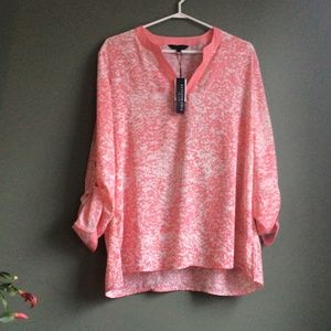 NWT Kenneth Cole pink & white pullover top, size XL